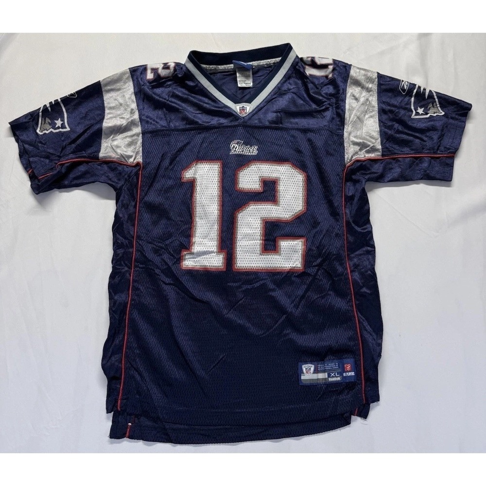 Reebok New England Patriots Tom Brady Men's XL Blue Jersey #12